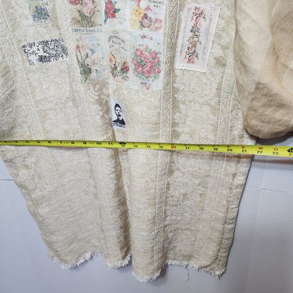 One-of-a-Kind Upcycled Linen Kimono – Handcrafted with Vintage Appliqué - Picture 11 of 13